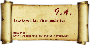 Iczkovits Annamária névjegykártya